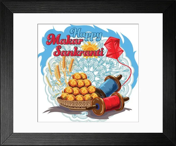 Framed Print : illustration of Happy Makar Sankranti wallpaper with colorful kite string for festival of India. Isolated image Framed Print : illustration of Happy Makar Sankranti wallpaper with colorful kite string for festival of India. Isolated image
