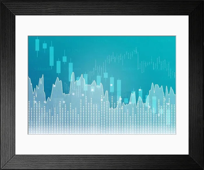 Framed Print : Creative finance graph on blue Framed Print : Creative finance graph on blue