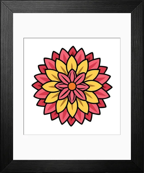 Framed Print : Colorful mandala flower vector illustration with layered petals Framed Print : Colorful mandala flower vector illustration with layered petals