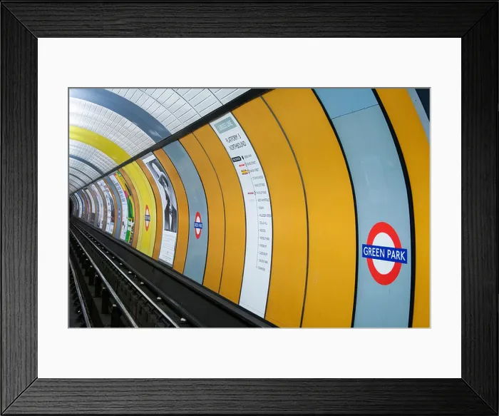 Framed Print : Track by the platform at Green Park Station on the London Underground, England UK Framed Print : Track by the platform at Green Park Station on the London Underground, England UK