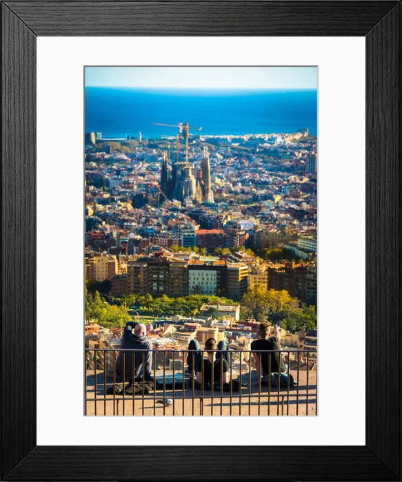 Framed Print : People enjoying the view of the city of Barcelona from the Bunker of Carmel viewpoint Framed Print : People enjoying the view of the city of Barcelona from the Bunker of Carmel viewpoint