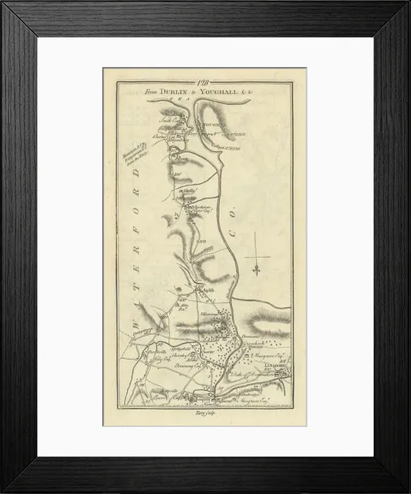 Framed Print : #128 Dublin to... Youghal & Lismore. Aglish Cappoquin. TAYLOR / SKINNER 1778 map Framed Print : #128 Dublin to... Youghal & Lismore. Aglish Cappoquin. TAYLOR / SKINNER 1778 map