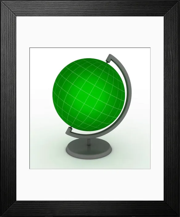 Framed Print : Green School Globe with Meridians and Parallels Framed Print : Green School Globe with Meridians and Parallels
