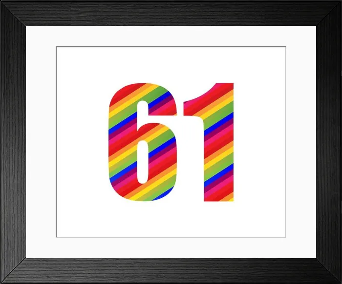 Framed Print : 61 Number Rainbow Style Numeral Digit Framed Print : 61 Number Rainbow Style Numeral Digit
