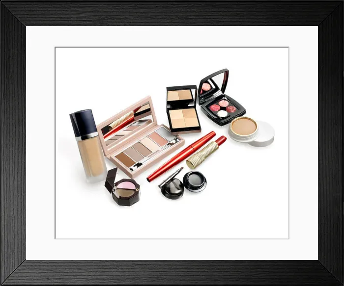 Framed Print : Makeup set. Still life on white background Framed Print : Makeup set. Still life on white background