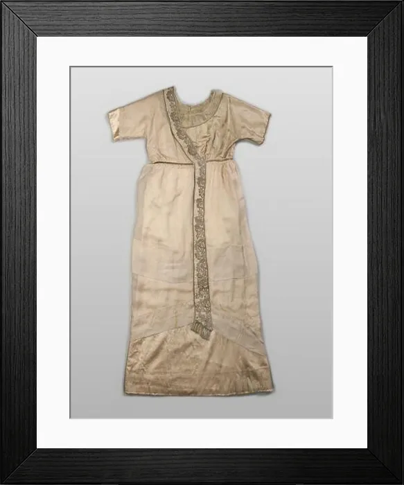 Framed Print : Chéruit, 1912, pink satin, bodice on one side with gold or silver lace Framed Print : Chéruit, 1912, pink satin, bodice on one side with gold or silver lace