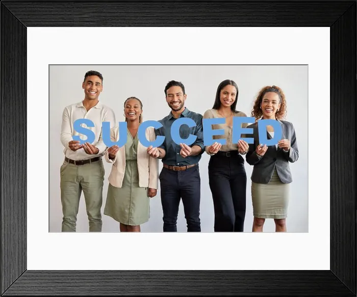 Framed Print : Feed your need to succeed. a group of young businesspeople holding letters that spell out the word succeed Framed Print : Feed your need to succeed. a group of young businesspeople holding letters that spell out the word succeed