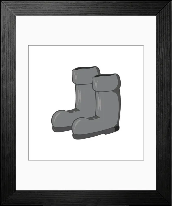 Framed Print : Rubber boots icon, black monochrome style Framed Print : Rubber boots icon, black monochrome style
