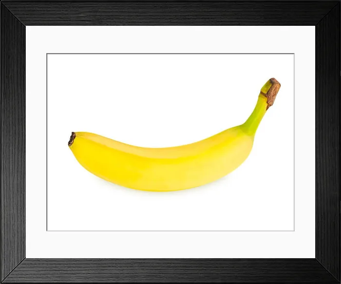 Framed Print : single yellow banana fruit isolated on white background Framed Print : single yellow banana fruit isolated on white background