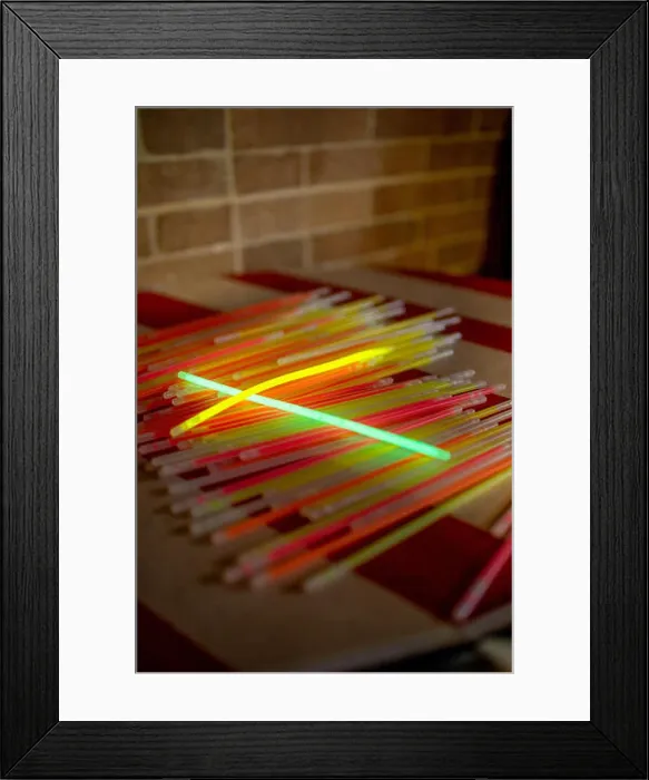 Framed Print : Collection of glowsticks on a night party Framed Print : Collection of glowsticks on a night party
