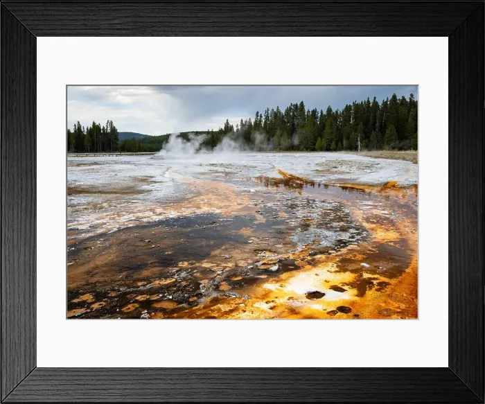 Framed Print : Orange thermophiles lining the water running off from Daisy Geyser in the Upper Geyser Basin Framed Print : Orange thermophiles lining the water running off from Daisy Geyser in the Upper Geyser Basin