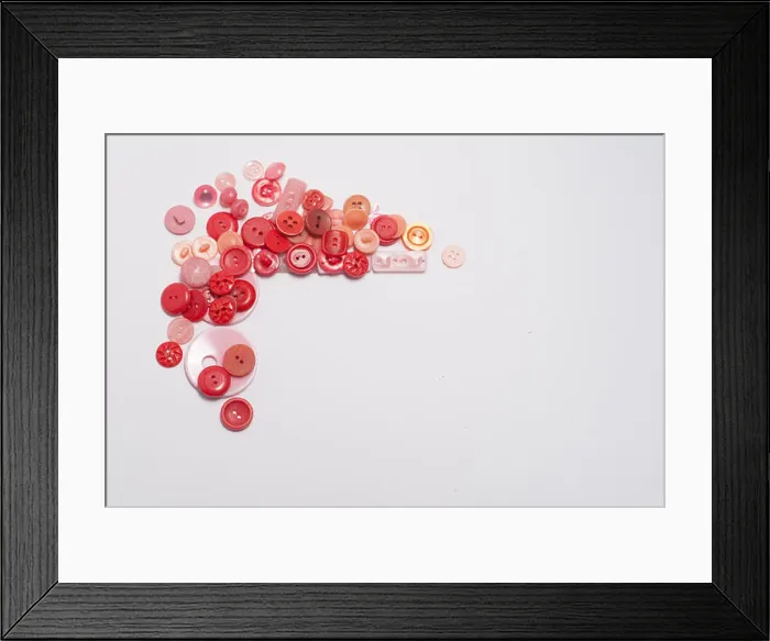 Framed Print : Different buttons on a white background. copy space Framed Print : Different buttons on a white background. copy space
