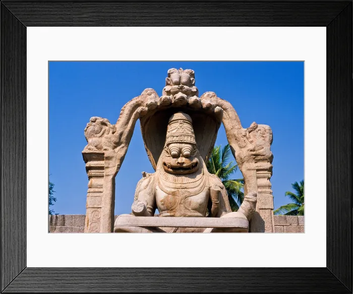 Framed Print : Statue of Lakshmi Narasimha in the ruins of the old kingdom of Vijayanagar, Hampi Karnataka, India, Asia