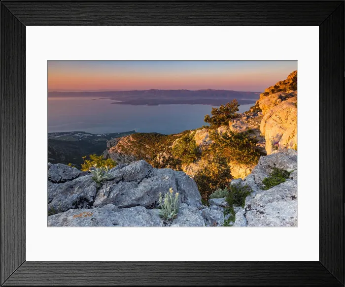 Framed Print : View at dawn from Vidova Gora rocky mountain peak Framed Print : View at dawn from Vidova Gora rocky mountain peak