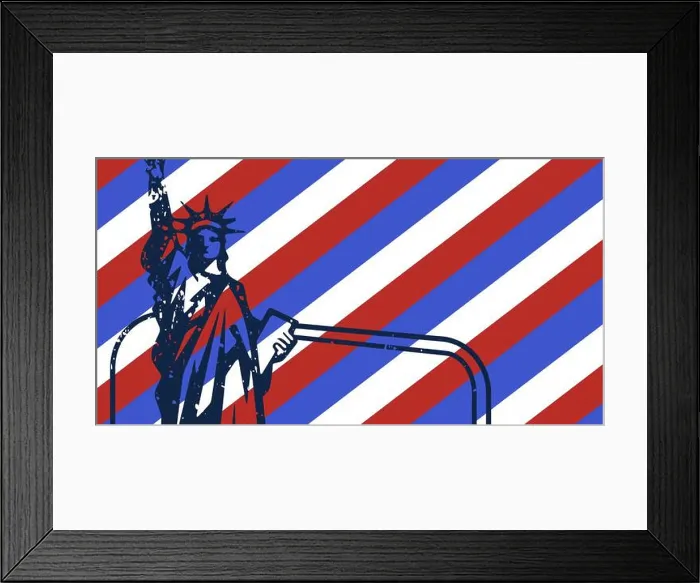 Framed Print : Image of stripes and stars coloured with flag of usa over statue of liberty Framed Print : Image of stripes and stars coloured with flag of usa over statue of liberty