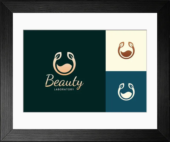 Framed Print : Perfume spray logo in gold color for beauty and cosmetic brand Framed Print : Perfume spray logo in gold color for beauty and cosmetic brand