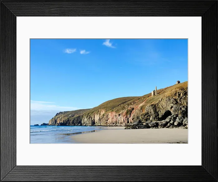 Framed Print : st.agnes head and chapel porth beach, cornwall, england