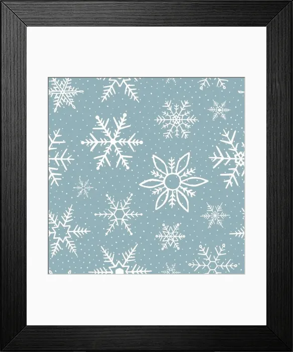 Framed Print : Falling snowflakes on blue background Framed Print : Falling snowflakes on blue background