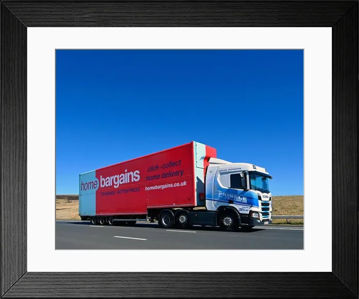 Framed Print : Wm. Pringle & Son Limited HGV hauling Home Bargains trailer Framed Print : Wm. Pringle & Son Limited HGV hauling Home Bargains trailer