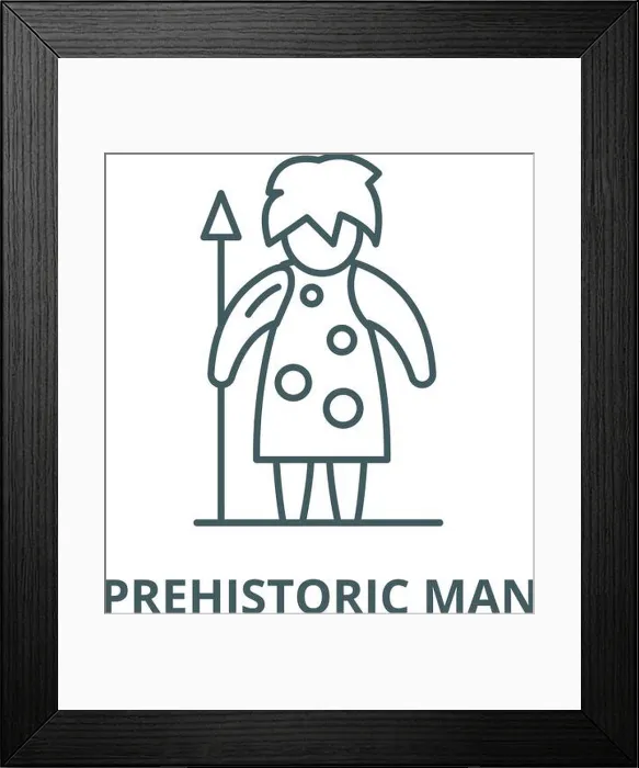 Framed Print : Prehistoric man vector line icon, linear concept, outline sign, symbol Framed Print : Prehistoric man vector line icon, linear concept, outline sign, symbol