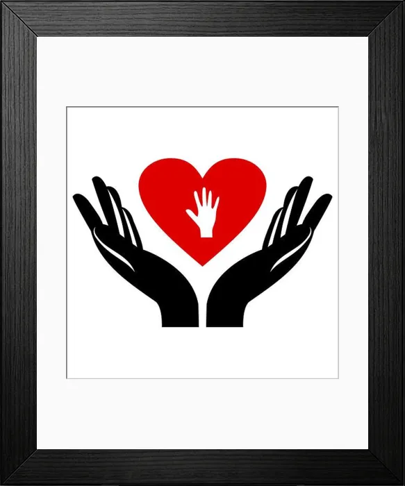 Framed Print : Hands holding heart. Hands up with hearts Framed Print : Hands holding heart. Hands up with hearts