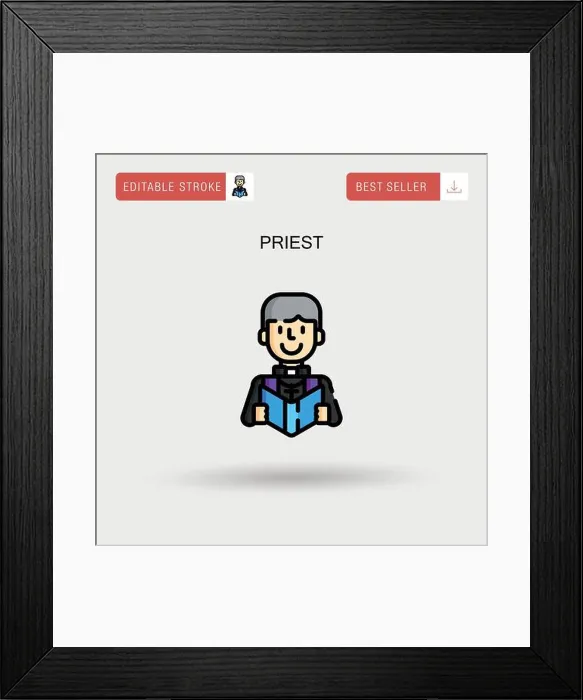 Framed Print : Priest Simple vector icon
