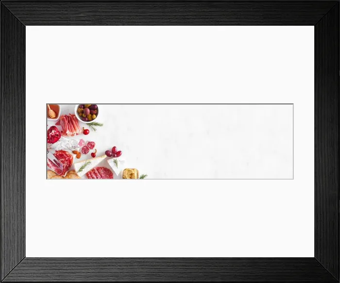 Framed Print : Assortment of cheese and meat appetizers