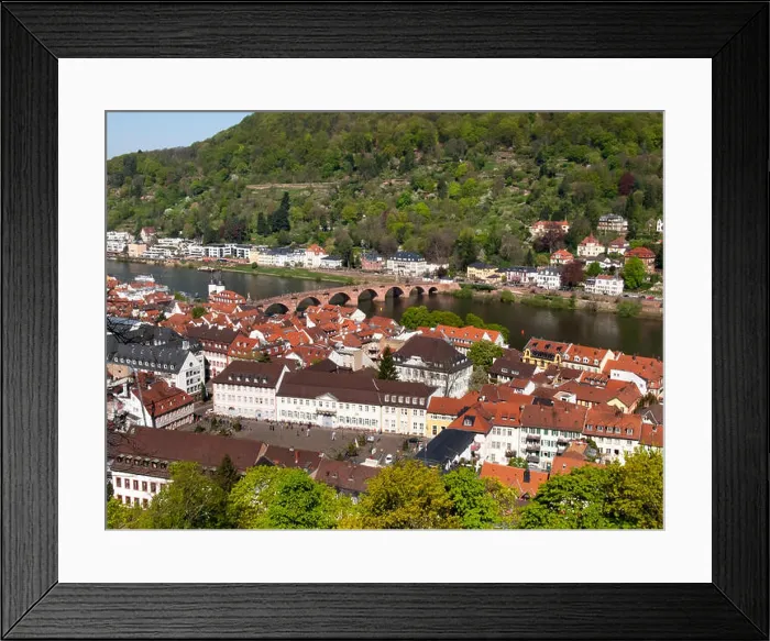 Framed Print : Heidelberg, Germany: City view from the Königstuhl 80 meters above the valley floor on the north side Framed Print : Heidelberg, Germany: City view from the Königstuhl 80 meters above the valley floor on the north side