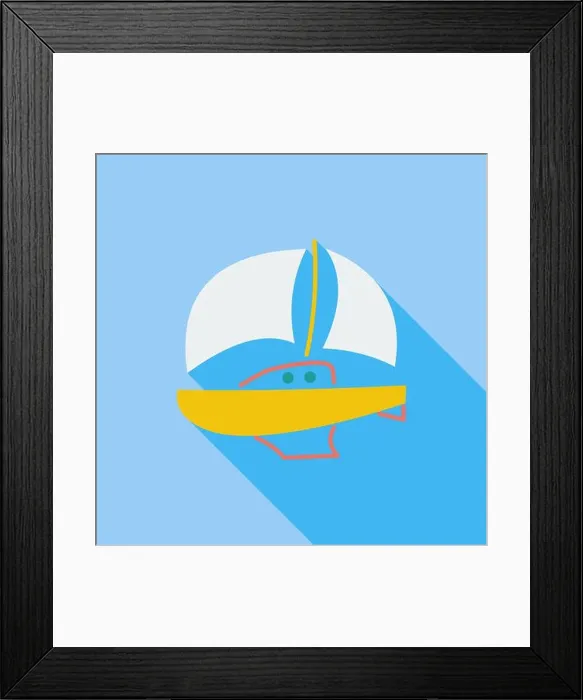 Framed Print : Yacht icon. Flat vector related icon with long shadow for web and mobile applications