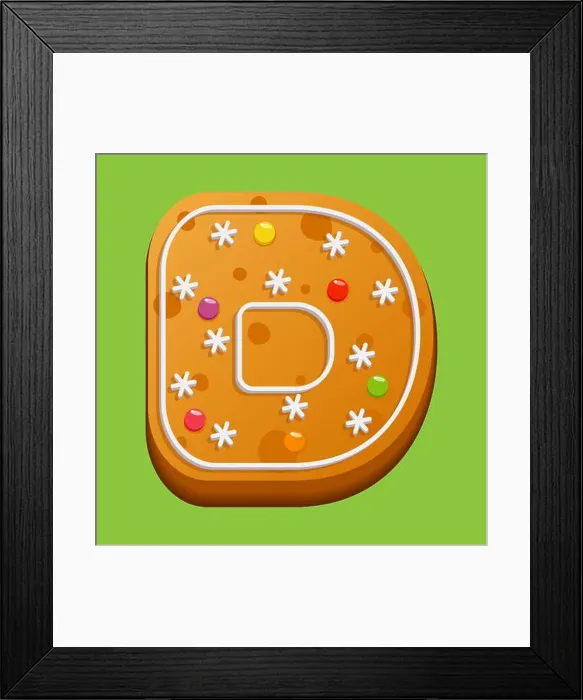 Framed Print : Christmas gingerbread cookie. Gingerbread letter D Framed Print : Christmas gingerbread cookie. Gingerbread letter D