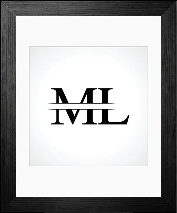 Framed Print : Initial ML letter Logo Design vector Template. Abstract Black Letter ML logo Design Framed Print : Initial ML letter Logo Design vector Template. Abstract Black Letter ML logo Design