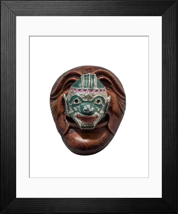 Framed Print : Mask of Hanuman and Ravana from Thai Ramayana isolated on White background with clipping path. Selective focus Framed Print : Mask of Hanuman and Ravana from Thai Ramayana isolated on White background with clipping path. Selective focus