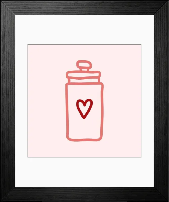 Framed Print : Hand drawn mason jar with heart shape isolated on a pink. Contour sketch. Vector illustration Framed Print : Hand drawn mason jar with heart shape isolated on a pink. Contour sketch. Vector illustration