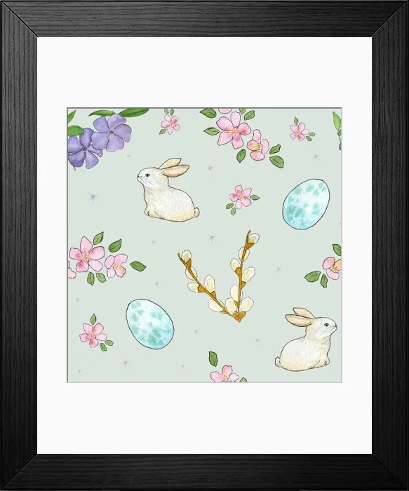 Framed Print : Easter pattern. Watercolor seamless pattern with rabbits Framed Print : Easter pattern. Watercolor seamless pattern with rabbits