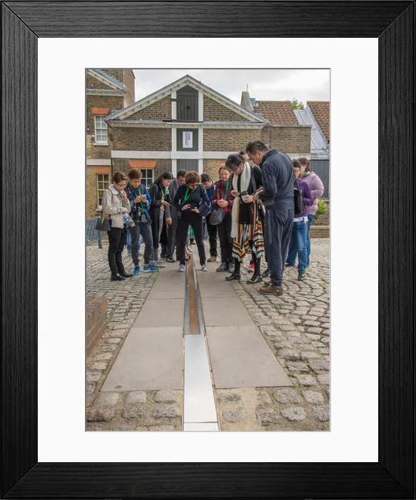 Framed Print : The marking strip for the prime meridian at Greenwich, London Framed Print : The marking strip for the prime meridian at Greenwich, London