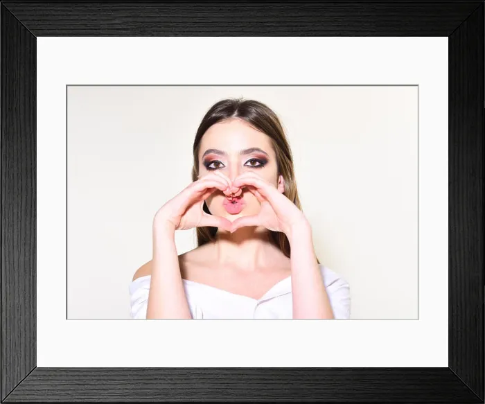 Framed Print : Love concept and fashion look. Makeup smokey eyes for model with soft skin Framed Print : Love concept and fashion look. Makeup smokey eyes for model with soft skin