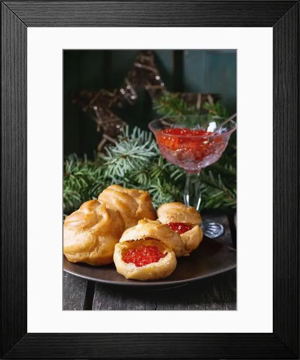 Framed Print : Profiteroles with red caviar Framed Print : Profiteroles with red caviar