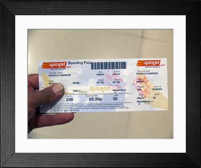 Framed Print : Spicejet discount Indian airline boarding pass Mumbai India Framed Print : Spicejet discount Indian airline boarding pass Mumbai India