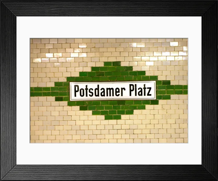 Framed Print : Potsdamer Platz train station sign in berlin germany