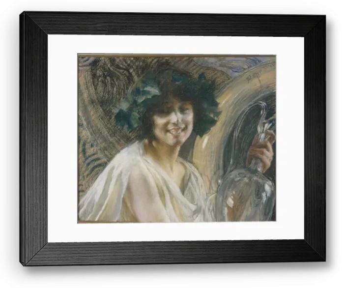 Framed Print : Bacchante (Nymph crowned with vine leaves). Museum: Musée Faure, Aix-les-Bains. Author: Besnard, Paul-Albert Framed Print : Bacchante (Nymph crowned with vine leaves). Museum: Musée Faure, Aix-les-Bains. Author: Besnard, Paul-Albert
