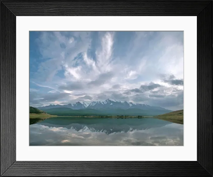 Framed Print : Amazing summer view with mountains covered with snow and forest Framed Print : Amazing summer view with mountains covered with snow and forest