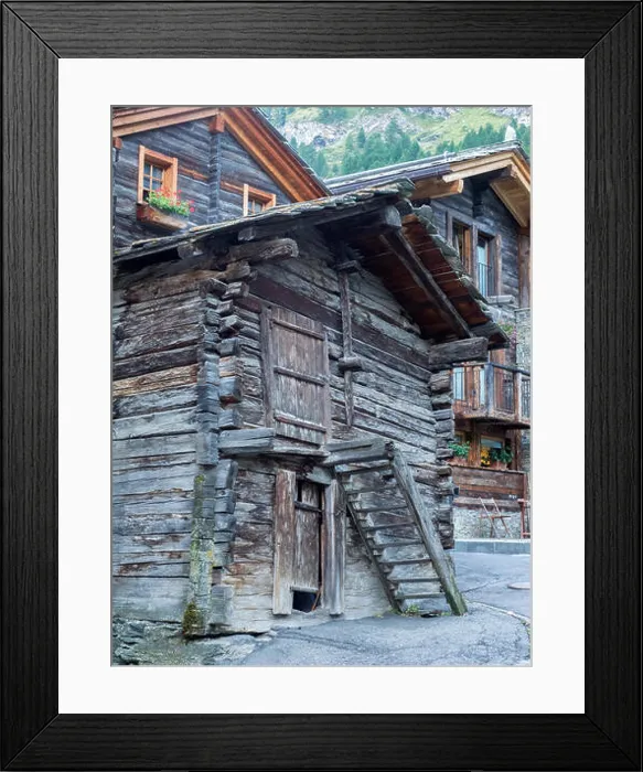 Framed Print : Switzerland, Zermatt, Old Town (Hinterdorf), oldest part of the village, homes and barn Framed Print : Switzerland, Zermatt, Old Town (Hinterdorf), oldest part of the village, homes and barn