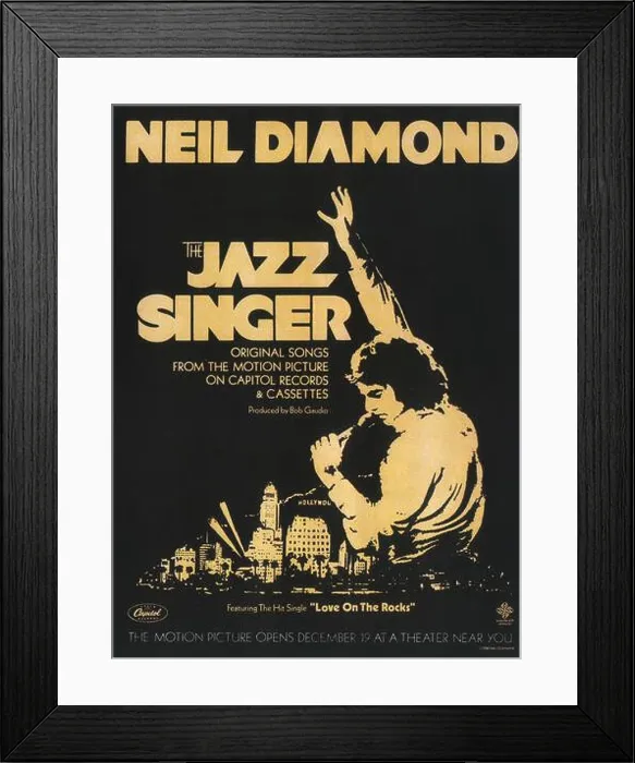 Framed Print : 1980 Neil Diamond – The Jazz Singer - original songs from the Movie album release cover poster Framed Print : 1980 Neil Diamond – The Jazz Singer - original songs from the Movie album release cover poster