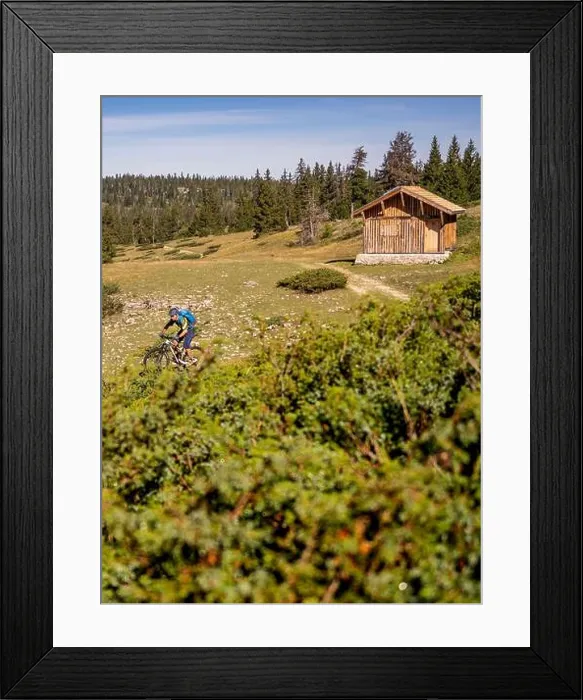 Framed Print : Mountain bikers on tour through the Hauts-Plateaux du Vercors nature reserve, Auvergne-Rhône-Alpes department Framed Print : Mountain bikers on tour through the Hauts-Plateaux du Vercors nature reserve, Auvergne-Rhône-Alpes department