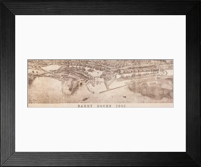 Framed Print : The Barry Docks in 1901 was a major site for maritime trade in Wales Framed Print : The Barry Docks in 1901 was a major site for maritime trade in Wales