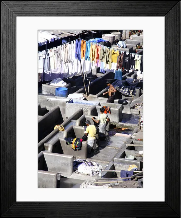 Framed Print : Dhobi Ghat ; open laundry run by Mumbai Municipal Corporation Washer men ; Mahalakshmi ; Bombay now Mumbai ; Maharashtra