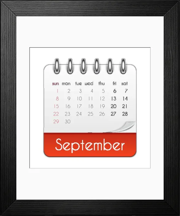 Framed Print : September 2019 Calendar Leaf Template Vector Illustration
