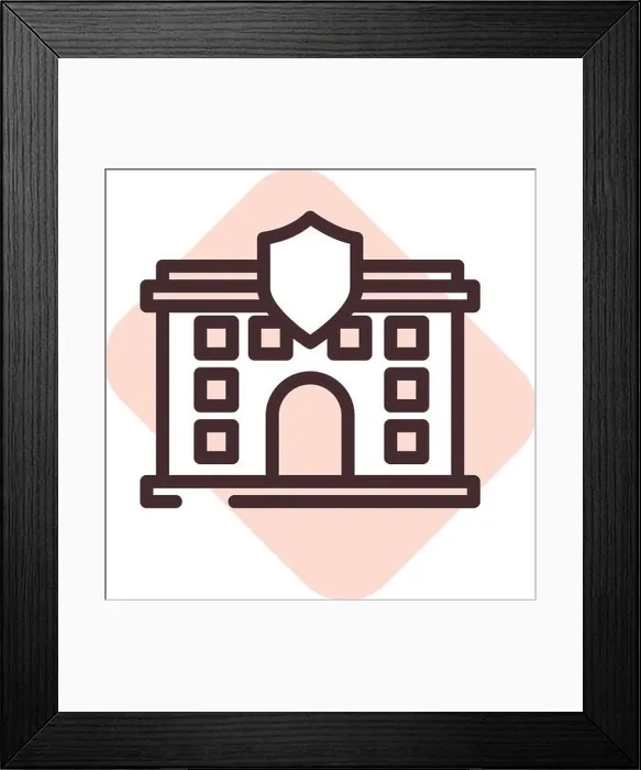 Framed Print : Police station law, illustration, vector on a white background Framed Print : Police station law, illustration, vector on a white background