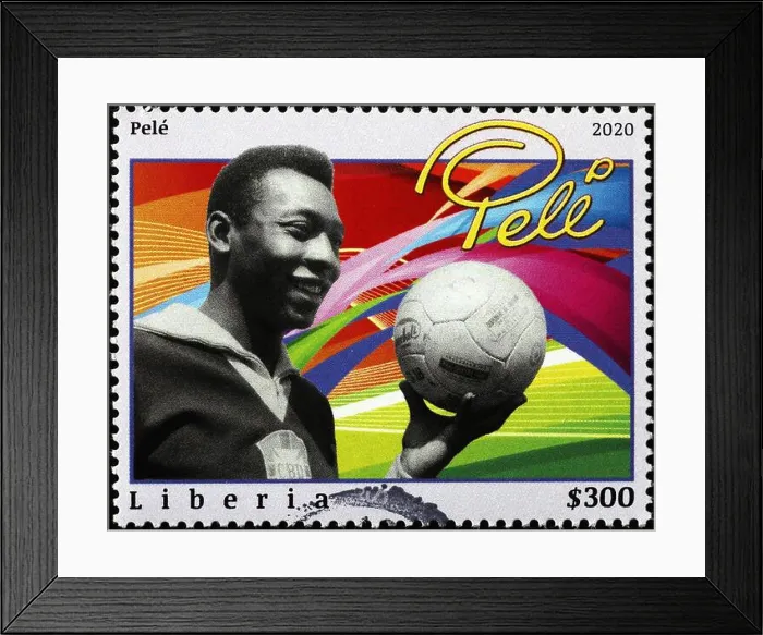 Framed Print : Picture of very young Pelé smiling on postage stamp Framed Print : Picture of very young Pelé smiling on postage stamp