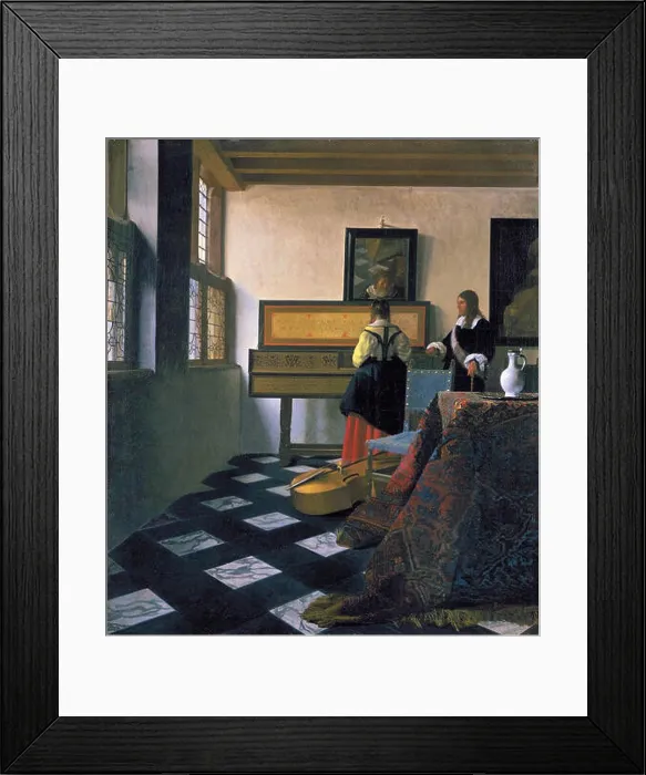 Framed Print : The music lesson.[1] Alternative title(s): A lady at the virginals with a gentleman (‘The Music Lesson')